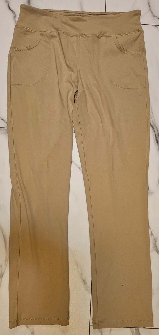 YogiPace 29 Petite Women's Pull On Straight Leg Pants Khaki Tan NWT